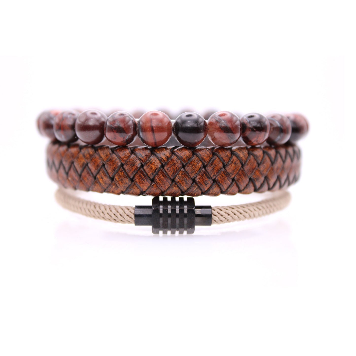Aged Leather Enigma Folk Bracelet Set for Men