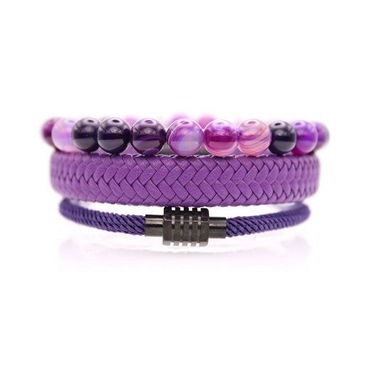 Imperial Lavender Folk Bracelet Set for Men