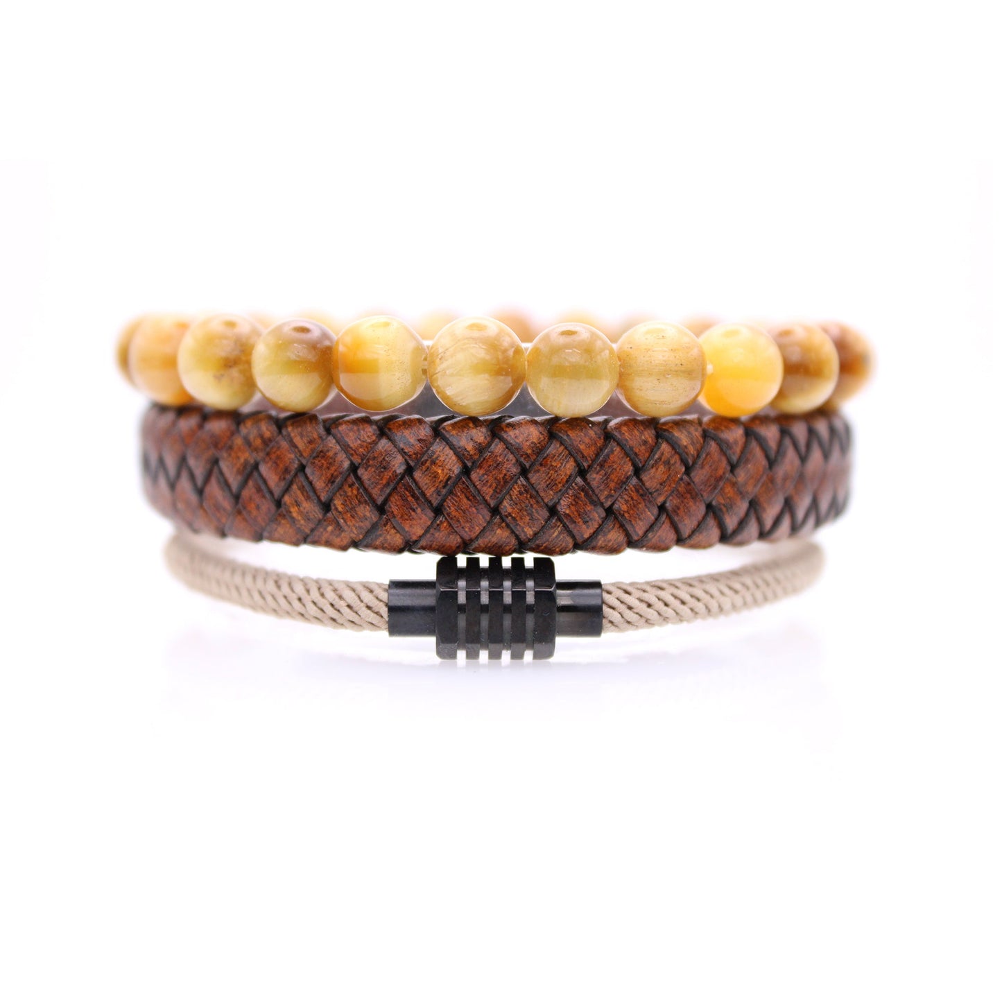 Aged Leather Enigma Folk Bracelet Set for Men